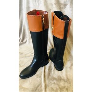 NWT Tommy Hilfiger Black/Tan Riding Boots - Size 6